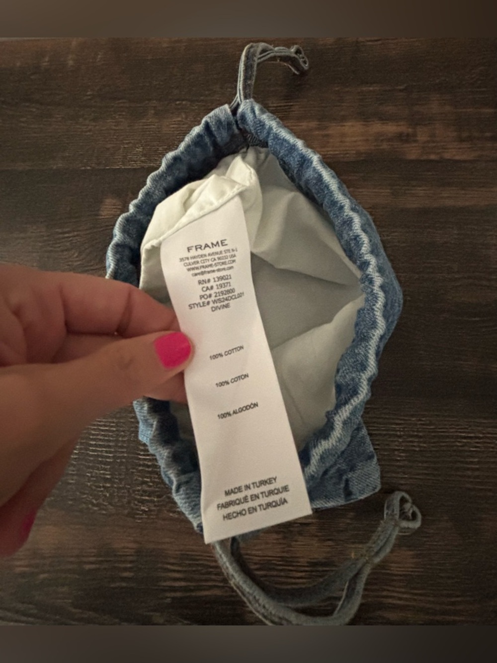 Frame Denim Drawstring Pouch - Picture 2 of 4